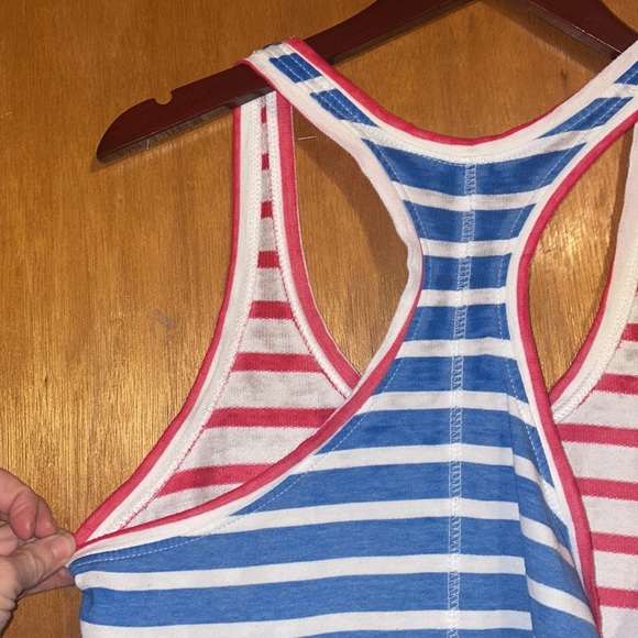 •HONEYDEW•RED/WHITE/BLUE STRIPES RACERBACK TANK TOP SIZE LARGE - Picture 4 of 8